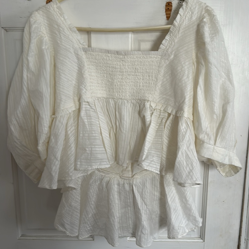 Free People White Frilly Top - Picture 5 of 6